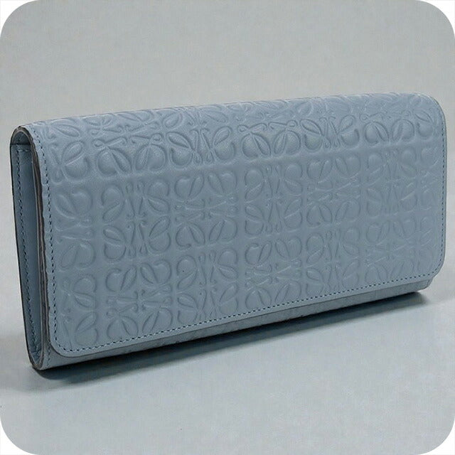 中古 ロエベ 長財布二折 レディース ブランド LOEWE アナグラム リピート コンチネンタルウォレット 107.55.F11 ブルー 財布 USDLO102601011