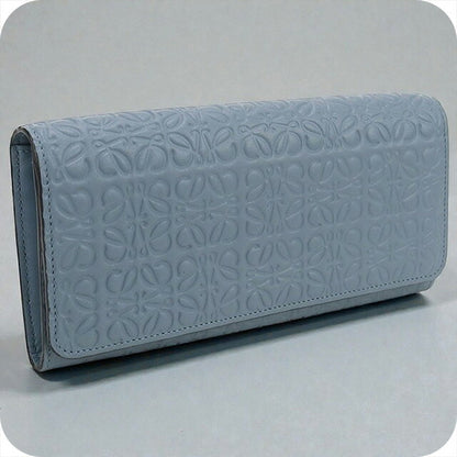 中古 ロエベ 長財布二折 レディース ブランド LOEWE アナグラム リピート コンチネンタルウォレット 107.55.F11 ブルー 財布 USDLO102601011