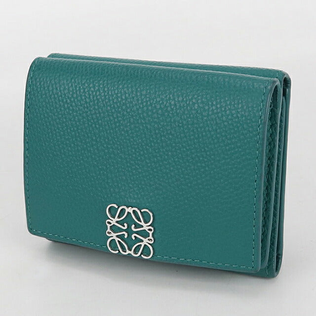 中古 ロエベ 三つ折り財布 レディース ブランド LOEWE アナグラム トライフォールド ウォレット C821TR2X02 グリーン 財布 USDLO103490011