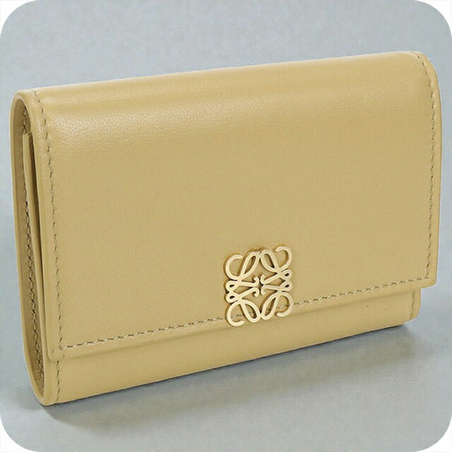 中古 ロエベ 三つ折り財布 レディース ブランド LOEWE アナグラム バーティカルウォレット スモール イエロー 財布 USDLO103691011