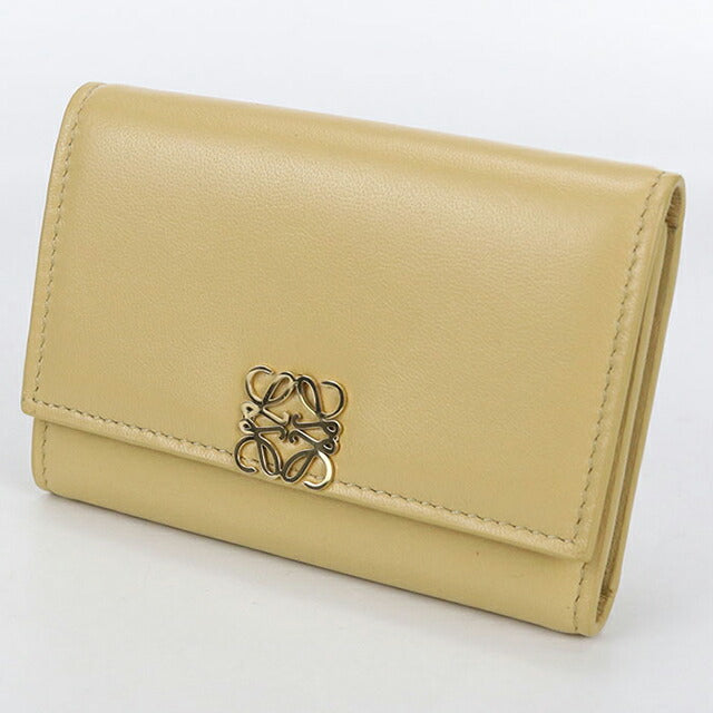 中古 ロエベ 三つ折り財布 レディース ブランド LOEWE アナグラム バーティカルウォレット スモール イエロー 財布 USDLO103691011
