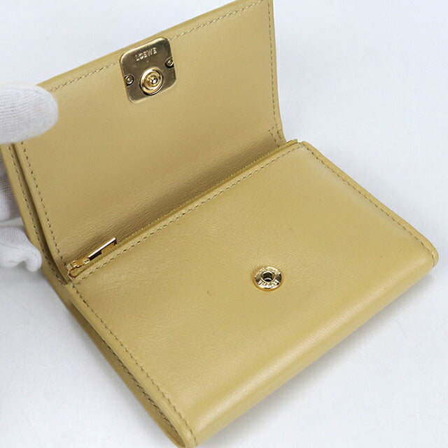 中古 ロエベ 三つ折り財布 レディース ブランド LOEWE アナグラム バーティカルウォレット スモール イエロー 財布 USDLO103691011