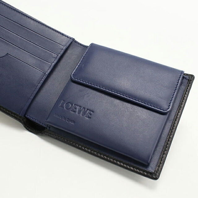 中古 ロエベ 二つ折り財布 メンズ ブランド LOEWE アナグラム バイフォールド コインウォレット ブラック 財布 USDLO103703011