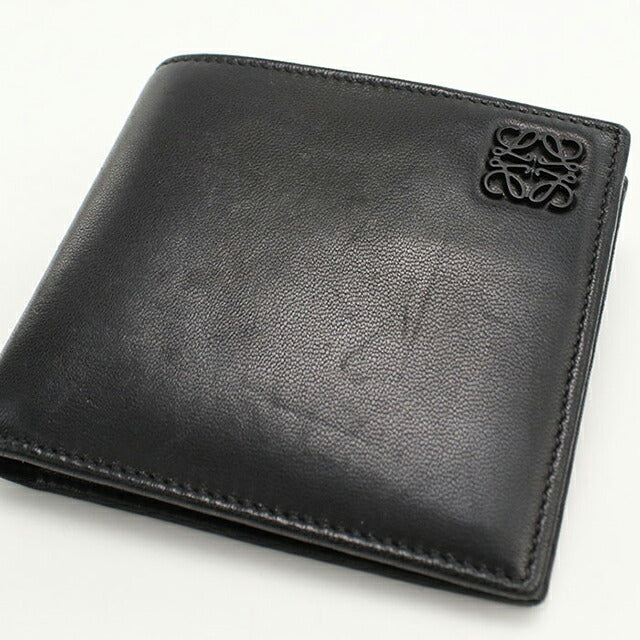 中古 ロエベ 二つ折り財布 メンズ ブランド LOEWE アナグラム バイフォールド コインウォレット ブラック 財布 USDLO103703011
