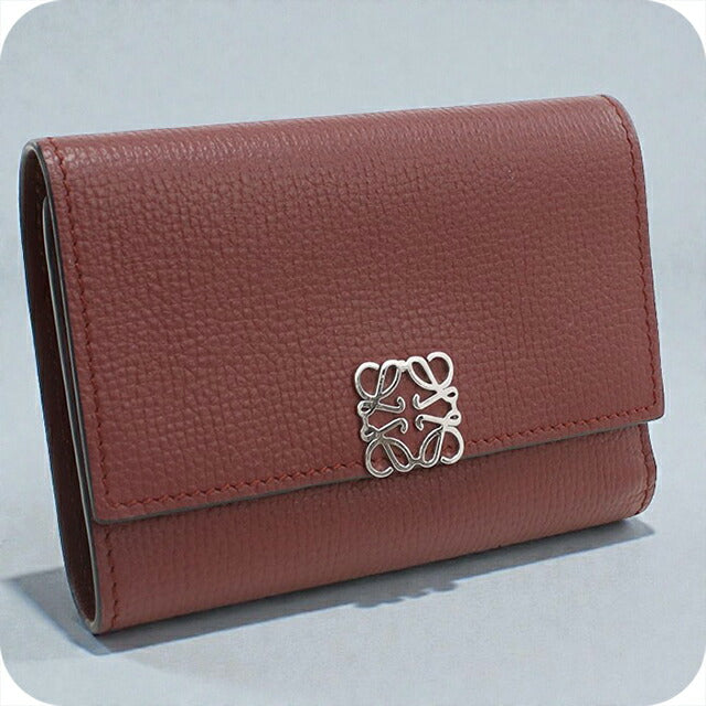 中古 ロエベ 三つ折り財布 レディース ブランド LOEWE アナグラム ワインレッド 財布 USDLO103837011