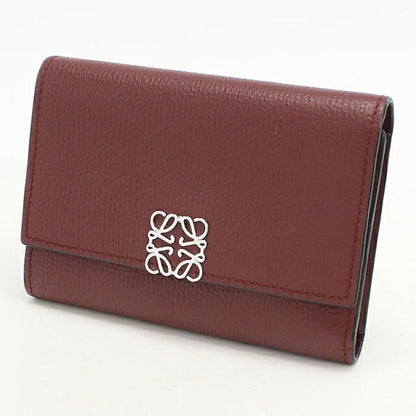 中古 ロエベ 三つ折り財布 レディース ブランド LOEWE アナグラム ワインレッド 財布 USDLO103837011