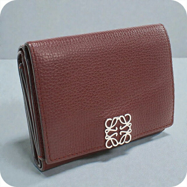 中古 ロエベ 三つ折り財布 レディース ブランド LOEWE アナグラム トライフォールドウォレット C821TR2X16 ワインレッド 財布 USDLO103866011