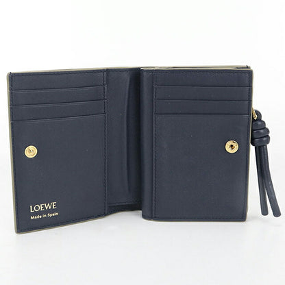 二手 LOEWE 双折钱包 女士品牌 LOEWE 结紧凑型钱包 CEM1NCWX01 卡其色钱包 USDLO105114011