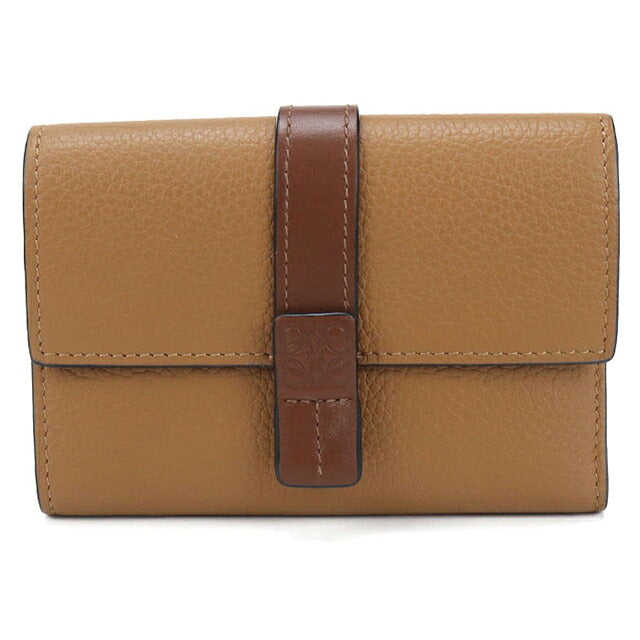 中古 ロエベ 三つ折り財布 三折財布 コンパクト レディース ブランド LOEWE アナグラム バーティカルウォレットスモール C660S86X01 ブラウン USDLO105146011