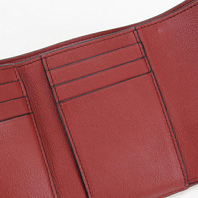 中古 ロエベ 三つ折り財布 三折財布 コンパクト レディース ブランド LOEWE アナグラム バーティカルウォレットスモール C660S86X01 ブラウン USDLO105146011
