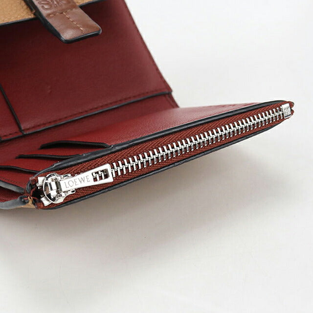 中古 ロエベ 三つ折り財布 三折財布 コンパクト レディース ブランド LOEWE アナグラム バーティカルウォレットスモール C660S86X01 ブラウン USDLO105146011