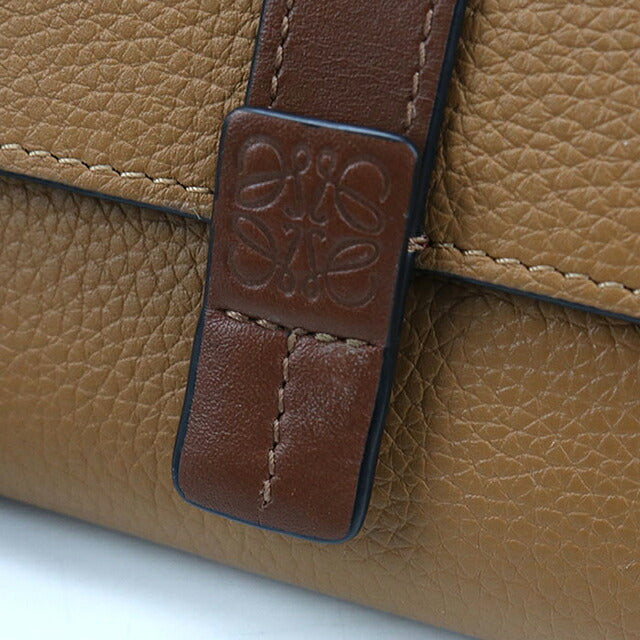 中古 ロエベ 三つ折り財布 三折財布 コンパクト レディース ブランド LOEWE アナグラム バーティカルウォレットスモール C660S86X01 ブラウン USDLO105146011