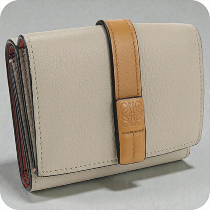 中古 ロエベ 三折財布 レディース ブランド LOEWE アナグラム トライフォールドウォレット ベージュ 財布 USDLO105189011