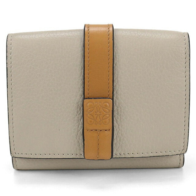 中古 ロエベ 三折財布 レディース ブランド LOEWE アナグラム トライフォールドウォレット ベージュ 財布 USDLO105189011