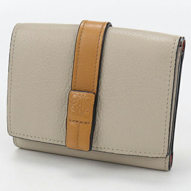 中古 ロエベ 三折財布 レディース ブランド LOEWE アナグラム トライフォールドウォレット ベージュ 財布 USDLO105189011