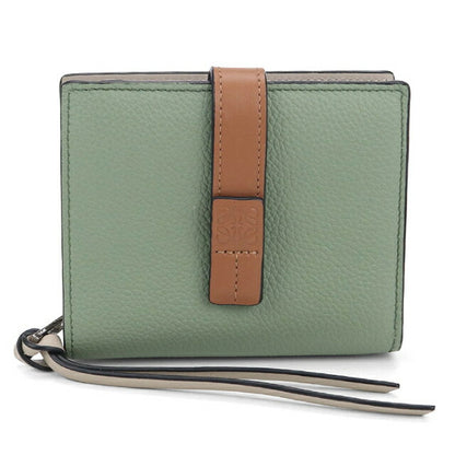 二手 LOEWE 双折钱包 女士品牌 LOEWE Anagram 紧凑型拉链钱包 绿色钱包 USDLO105425011