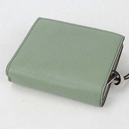 二手 LOEWE 双折钱包 女士品牌 LOEWE Anagram 紧凑型拉链钱包 绿色钱包 USDLO105425011