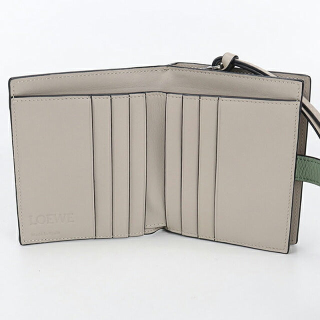 二手 LOEWE 双折钱包 女士品牌 LOEWE Anagram 紧凑型拉链钱包 绿色钱包 USDLO105425011
