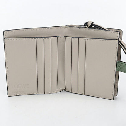 二手 LOEWE 双折钱包 女士品牌 LOEWE Anagram 紧凑型拉链钱包 绿色钱包 USDLO105425011
