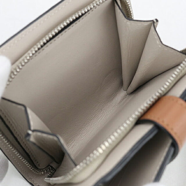 二手 LOEWE 双折钱包 女士品牌 LOEWE Anagram 紧凑型拉链钱包 绿色钱包 USDLO105425011