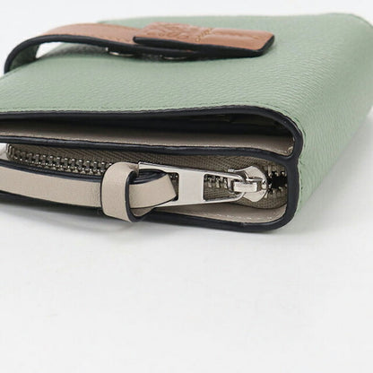 二手 LOEWE 双折钱包 女士品牌 LOEWE Anagram 紧凑型拉链钱包 绿色钱包 USDLO105425011