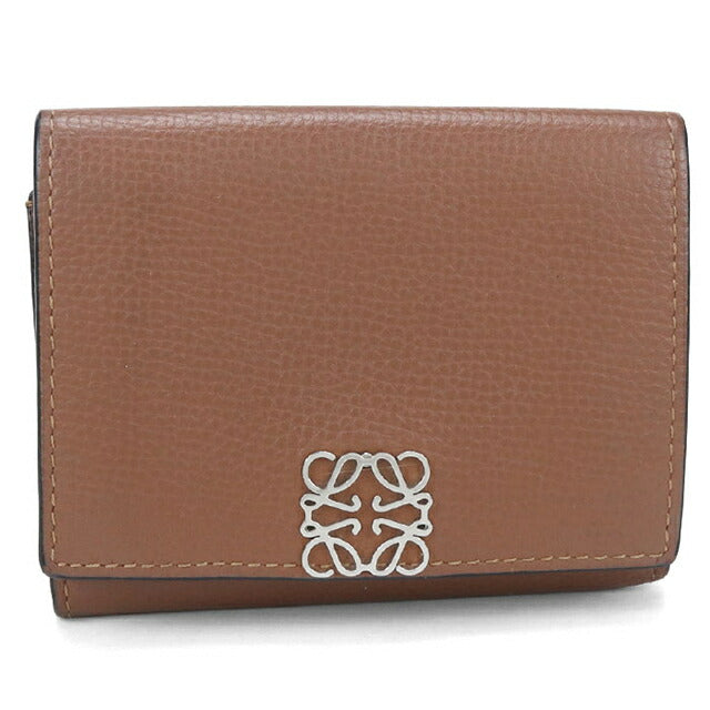 中古 ロエベ 三つ折り財布 レディース ブランド LOEWE アナグラム トライフォールドウォレット ブラウン 財布 USDLO105426011