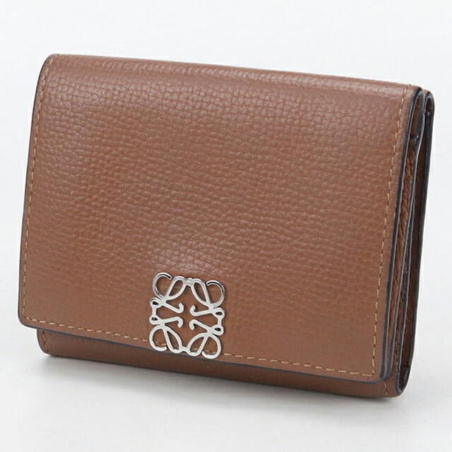 中古 ロエベ 三つ折り財布 レディース ブランド LOEWE アナグラム トライフォールドウォレット ブラウン 財布 USDLO105426011