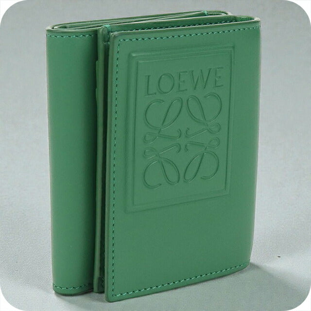 中古 ロエベ 三つ折り財布 レディース ブランド LOEWE アナグラム トライフォールドウォレット グリーン 財布 USDLO105432011