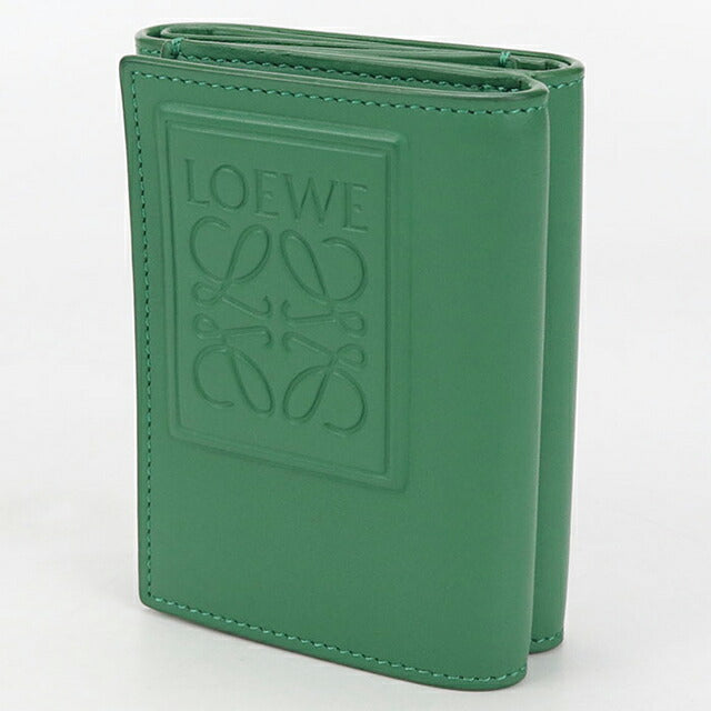 中古 ロエベ 三つ折り財布 レディース ブランド LOEWE アナグラム トライフォールドウォレット グリーン 財布 USDLO105432011