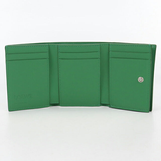 中古 ロエベ 三つ折り財布 レディース ブランド LOEWE アナグラム トライフォールドウォレット グリーン 財布 USDLO105432011