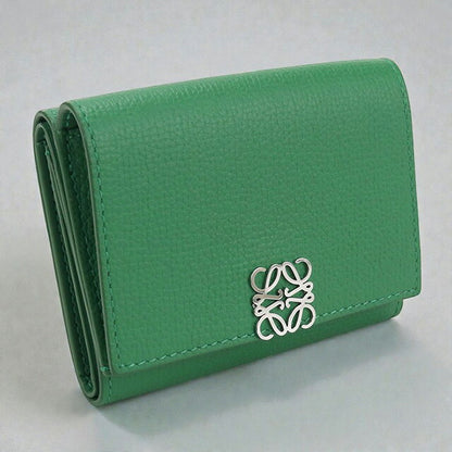 中古 ロエベ 三つ折り財布 レディース ブランド LOEWE アナグラム トライフォールド　ウォレット グリーン 財布 USDLO106478011