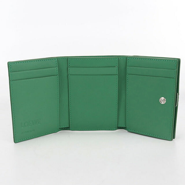 中古 ロエベ 三つ折り財布 レディース ブランド LOEWE アナグラム トライフォールド　ウォレット グリーン 財布 USDLO106478011
