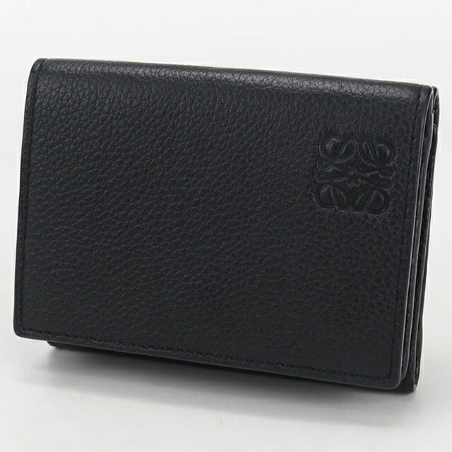 LOEWE アナグラム オールレザー 三つ折り財布 コンパクトシボ革 黒 収納◎ LOEWE（ロエベ） 三つ折り財布 Anagram Tri-Fold Wallet アナグラム