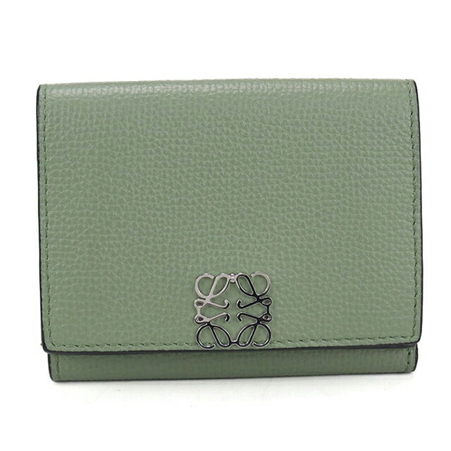 中古 ロエベ 三折財布 レディース ブランド LOEWE アナグラム トライフォールド　ウォレット グリーン 財布 USDLO106625011