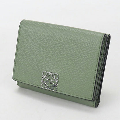 中古 ロエベ 三折財布 レディース ブランド LOEWE アナグラム トライフォールド　ウォレット グリーン 財布 USDLO106625011