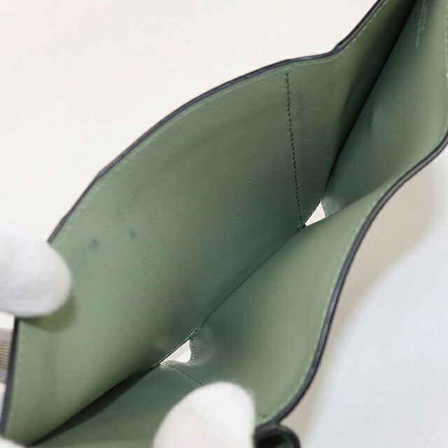 中古 ロエベ 三折財布 レディース ブランド LOEWE アナグラム トライフォールド　ウォレット グリーン 財布 USDLO106625011