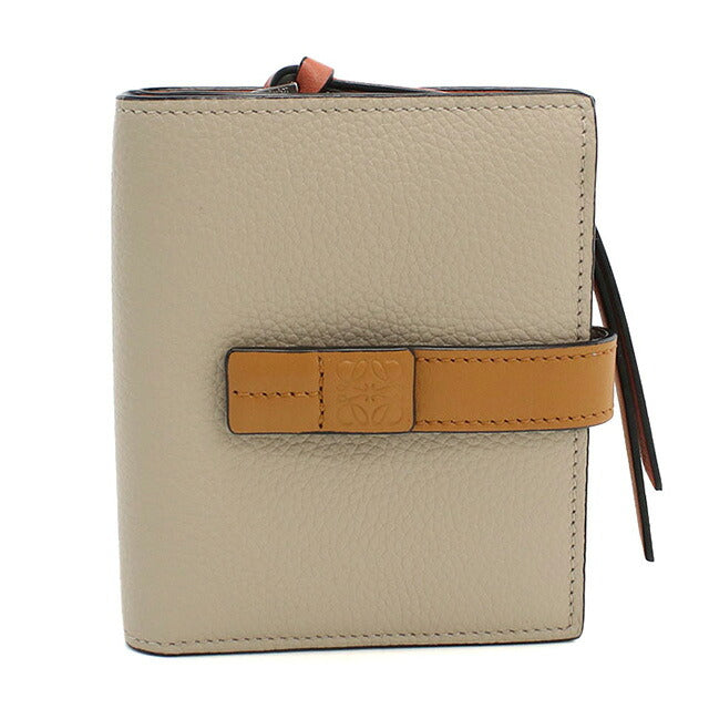 中古 ロエベ 二折財布 レディース ブランド LOEWE アナグラム コンパクト ジップウォレット C660Z41X01 ベージュ 財布 USDLO107079011