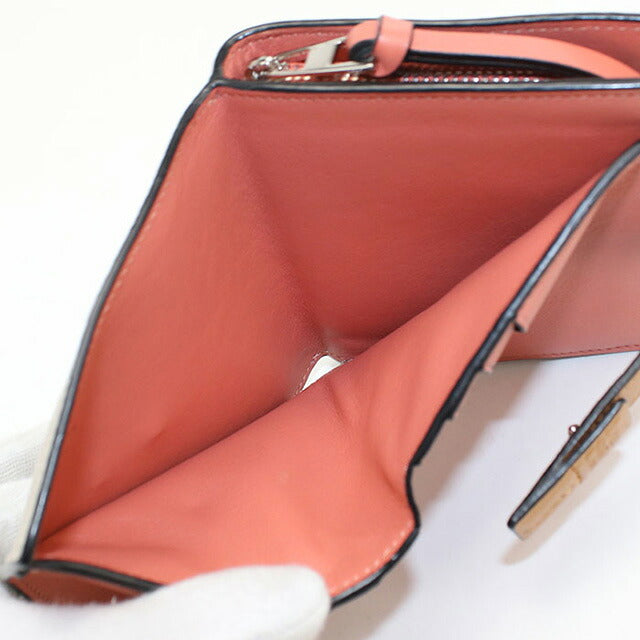 中古 ロエベ 二折財布 レディース ブランド LOEWE アナグラム コンパクト ジップウォレット C660Z41X01 ベージュ 財布 USDLO107079011
