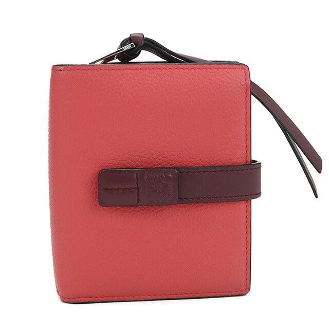 中古 ロエベ 二つ折り財布 レディース ブランド LOEWE アナグラム コンパクト ジップウォレット C660Z41X02 ピンク 財布 USDLO107143011