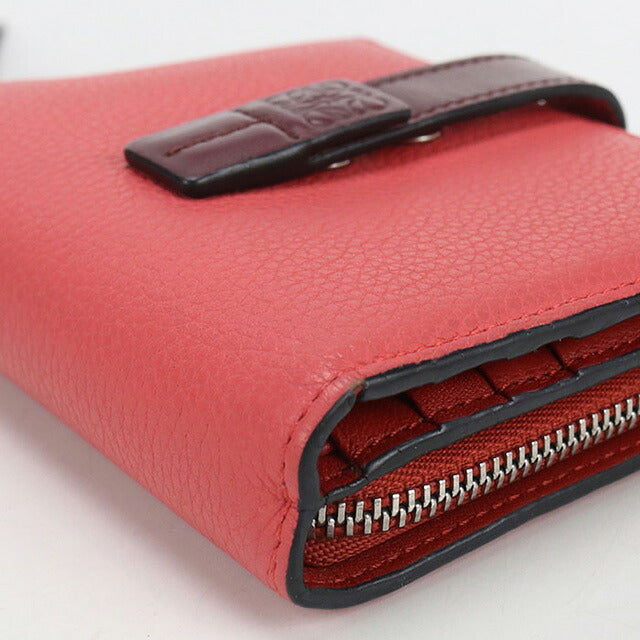 中古 ロエベ 二つ折り財布 レディース ブランド LOEWE アナグラム コンパクト ジップウォレット C660Z41X02 ピンク 財布 USDLO107143011