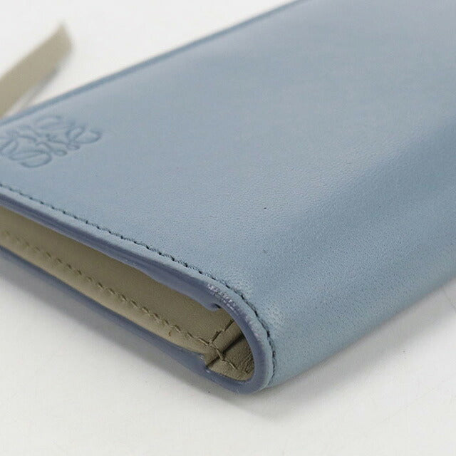 中古 ロエベ 二つ折り財布 レディース ブランド LOEWE アナグラム ブルー 財布 USDLO107209011