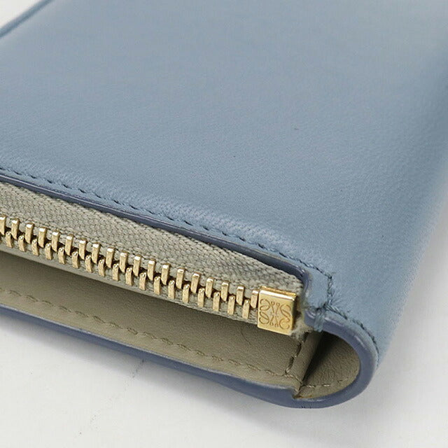 中古 ロエベ 二つ折り財布 レディース ブランド LOEWE アナグラム ブルー 財布 USDLO107209011