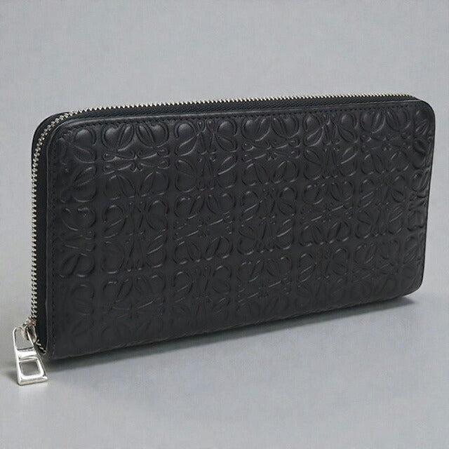中古 ロエベ 長財布ラウンドファスナー レディース ブランド LOEWE リピートアナグラム ジップアラウンドウォレット ブラック 財布 USDLO107717011