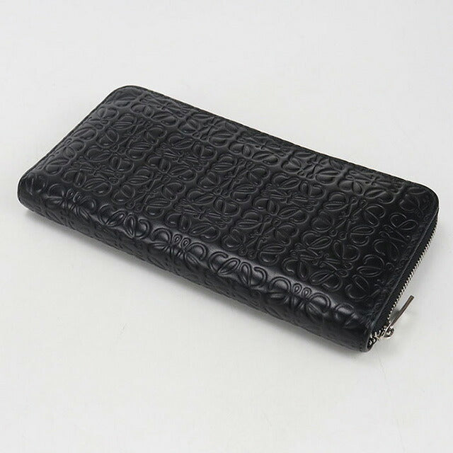 中古 ロエベ 長財布ラウンドファスナー レディース ブランド LOEWE リピートアナグラム ジップアラウンドウォレット ブラック 財布 USDLO107717011