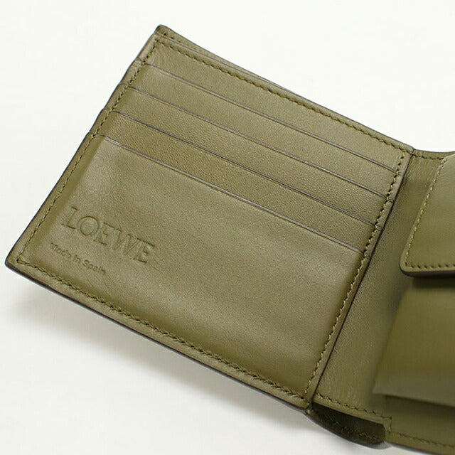 中古 ロエベ 二つ折り財布 二折財布 メンズ ブランド LOEWE バイフォールド コインウォレット C660501X03 カーキ USDLO109006011