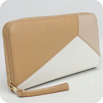 Used LOEWE long wallet round zipper ladies brand LOEWE puzzle zip around wallet beige USDLO109007011