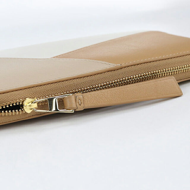 Used LOEWE long wallet round zipper ladies brand LOEWE puzzle zip around wallet beige USDLO109007011