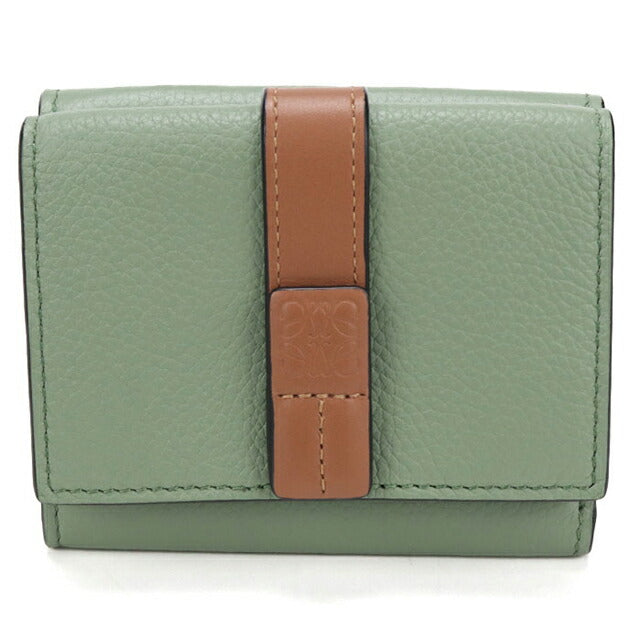 Used LOEWE tri-fold wallet tri-fold wallet ladies brand LOEWE Anagram Green USDLO110310011