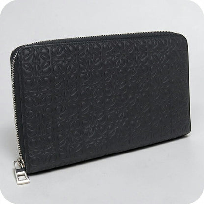 Used LOEWE Long Wallet Round Zipper Unisex Brand LOEWE Repeat Anagram Zip Around Wallet Black USDLO110557011