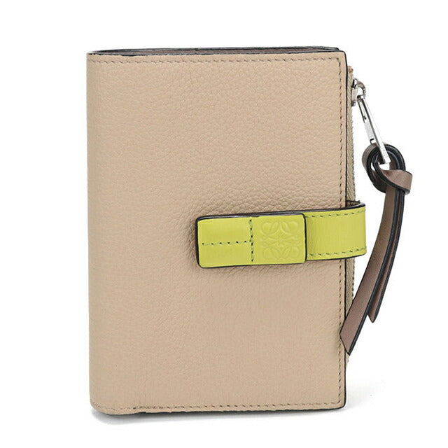 中古 ロエベ 二つ折り財布 二折財布 レディース ブランド LOEWE コンパクトウォレット ベージュ USDLO110899011